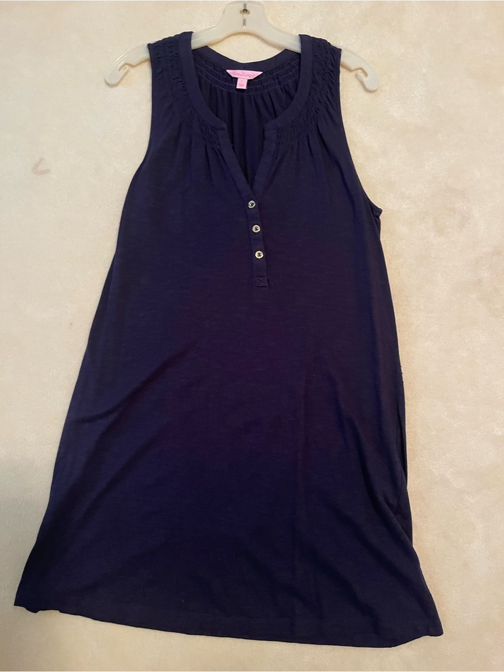 Lilly Pulitzer Navy Sleeveless Tank Dress with Button Placket